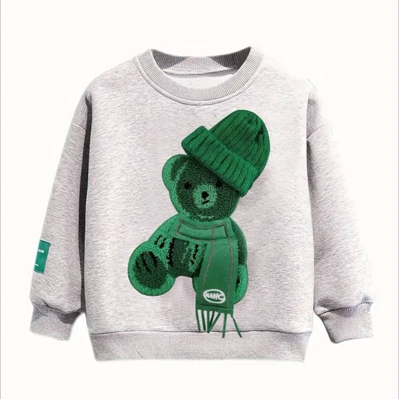 Boy's 2-Piece Beanie Bear Crew Neck Sweatshirt & Trendy Pants - Picture 3 of 14